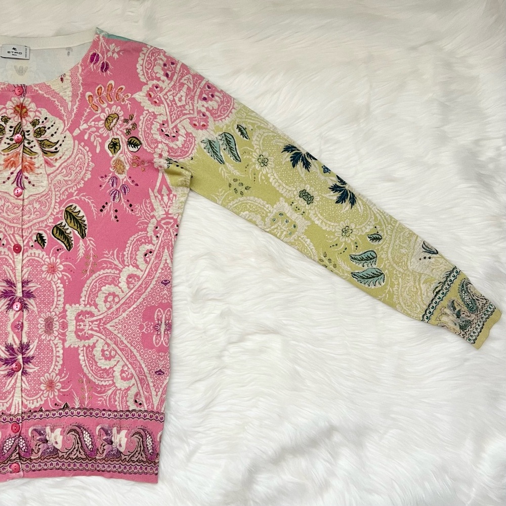 Etro Milano Multicolor Paisley Floral Print Cardigan - Picture 3 of 8